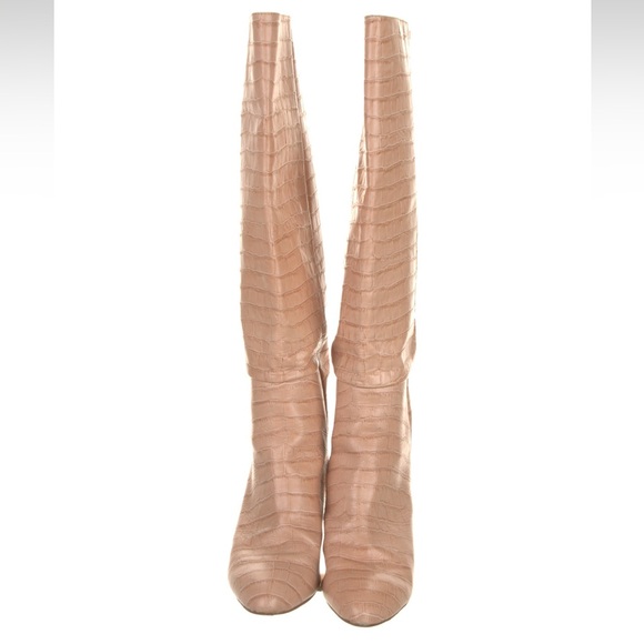 MIISTA Croc Knee High Katerina Sz 11 Leather Boots Croc  Beige Tan - Picture 3 of 6